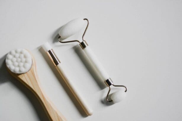 Facial skincare tools on a white background.