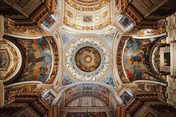 Ornate ceiling architecture in Ottawas National Arts Centre.