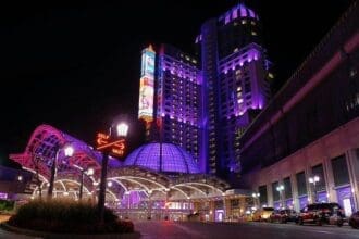 Niagara Falls Casino Illuminated at Night